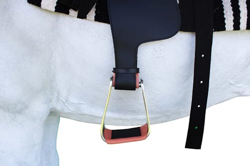 CHALLENGER Horse 5" Wide Western Saddle Engraved Aluminum Angled Slanted Bell Stirrups Pair 51249