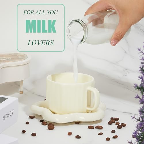 Zubebe 6 Pack 8 oz Glass Jars Milk Bottles with 12 Lids Mini Yogurt Jars - size: 8 oz