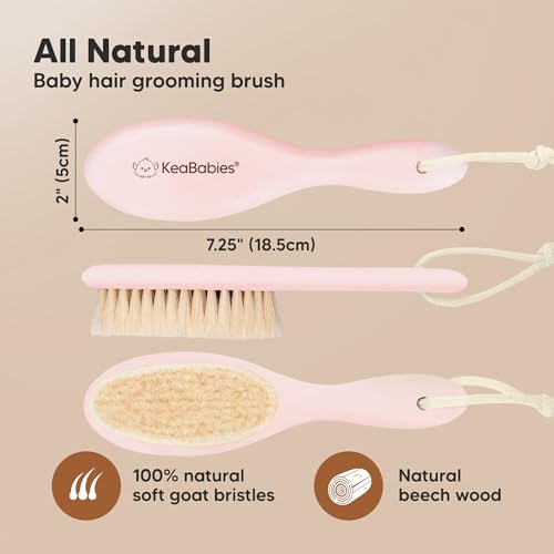 Wooden Baby Hair Brush for Toddler, Infant Cradle Cap (Blush, Regular) - color: Blush, size: Oval, Regular 7"