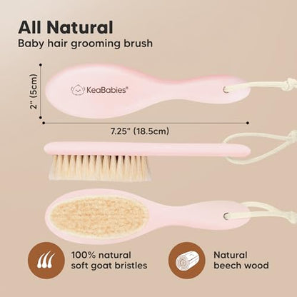 Wooden Baby Hair Brush for Toddler, Infant Cradle Cap (Blush, Regular) - color: Blush, size: Oval, Regular 7"