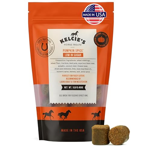 Kelcies Pumpkin Spice Horses Treats - Low Sugar, Starch, and Carbohydrates | Healthy Treats for Horse Supports Superior Digestion 1 Pound (Pack of 1) - size: 1 Pound (Pack of 1)