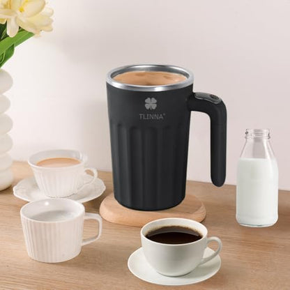 Drink Stirrer,Self Stirring Mug,Self Stirring Coffee Mug,Suitable for Coffee, Milk, Cocoa and Other Beverages (Black, 12 Ounces) - color: Black