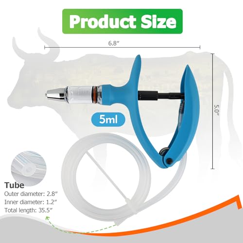 5ML Automatic Self-refilling Livestock Syringe Continuous Adjustable Repeating Cattle Vaccine Syringe with Tube for Animals Cattle Goat Pig Cow Poultry - size: Tubing