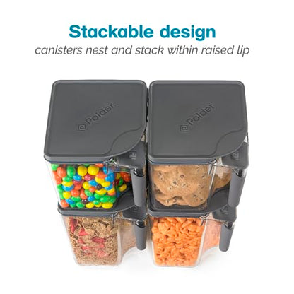 Polder Handle-It Canister, BPA-Free Plastic, Stackable Kitchen Storage Container, Air-Tight Food Storage Solution for Pantry, Counter, and Refrigerator Organization, 2.75-Quart