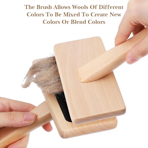 4 Pcs Hand Carders for Wool, Wool Carders & Carding Brush Set with Wood Handle, 4.72" x 7.09" Yarn Brush for Needle Felting, Pet Grooming, Yarn & Fiber Craft Projects (Natural Wood)
