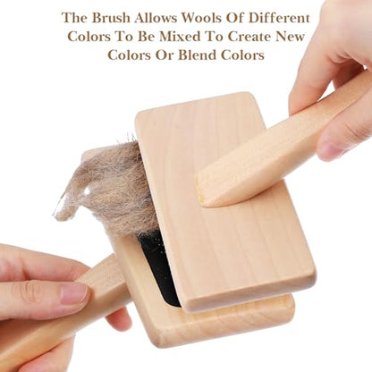 4 Pcs Hand Carders for Wool, Wool Carders & Carding Brush Set with Wood Handle, 4.72" x 7.09" Yarn Brush for Needle Felting, Pet Grooming, Yarn & Fiber Craft Projects (Natural Wood)