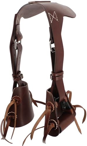 Jeereal Western Leather Buddy Slip-On Horse Stirrups Kids Youth Pony Rodeo Set with Reinforced Stitching, Stainless Steel Buckle