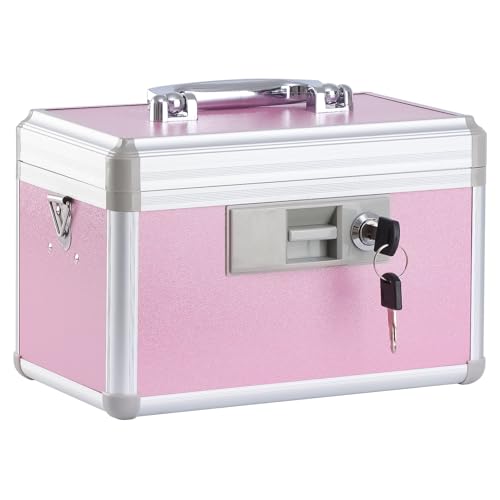 xydstay Medicine Lock Box, 10.2" x 6.2" x 7.7", Pink - size: 10.2x6.2x7.7 Inch (Pack of 1)