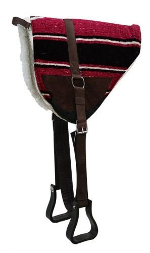 Showman Navajo Print Bareback Saddle Pad w/Fleece Bottom - color: Burgundy