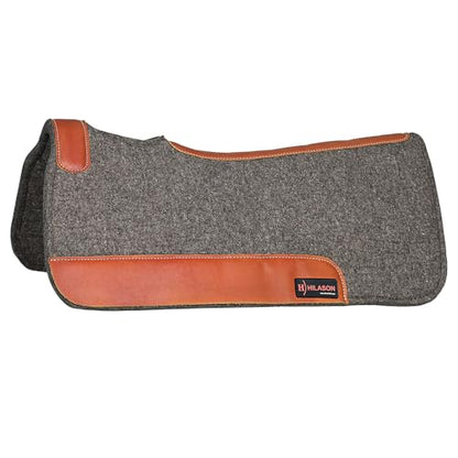 HILASON Western Wool Felt Horse Saddle Pad 30X30 in - color: Light Gray-Tan-Black