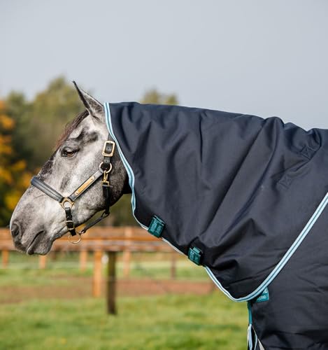 Horseware® Amigo® Bravo 12 Plus Turnout 250g - Navy/Aqua & Turquoise, 72 inches - color: Navy/Aqua & Turquoise, size: 72 inches