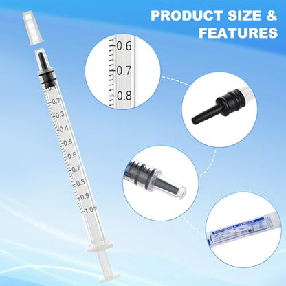 1ml Disposable Luer Slip Syringes Without Needles, 10-Pack - style: 1ml
