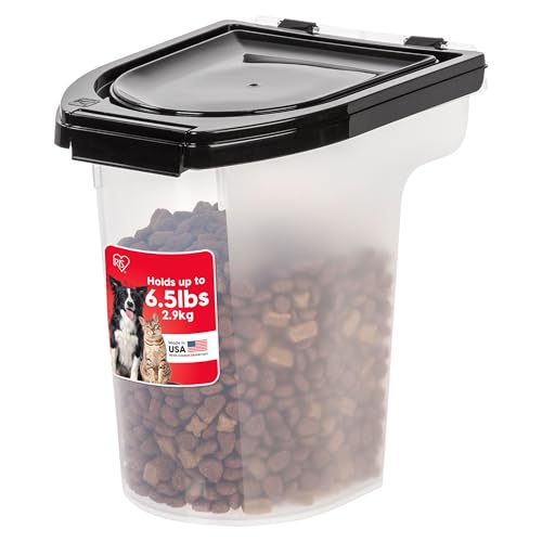 IRIS USA Dog Food Storage Container, Up to 6.5 lbs, Black, Made in USA