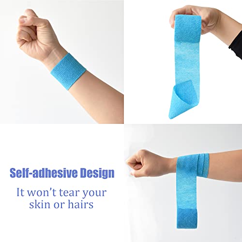 2 Inches Self Adhesive Bandage Wrap, 9 Pack, Light Blue - color: Light Blue, size: 2 Inch