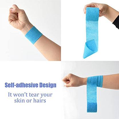 2 Inches Self Adhesive Bandage Wrap, 9 Pack, Light Blue - color: Light Blue, size: 2 Inch