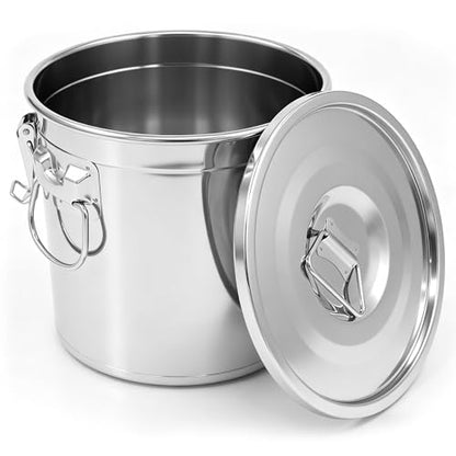 304 Stainless Steel Airtight Food Storage Container with Locking Lid & Clips 5.55gal/21L Large Kitchen Jar for Rice, Flour, Sugar, Grain, Coffee Beans - size: 21L