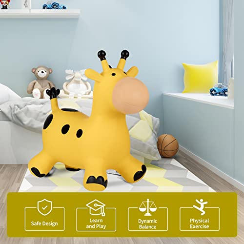 INPANY Bouncy Giraffe Hopper for Toddlers, Gifts Toy for Kid, Pump Included | Eco-Friendly PVC, Low Center Gravity, Cute Cartoon Design, Load 100 Lbs, Learn & Exercise & Active Fun, Gifts for 1-3 Kids - color: Giraffe