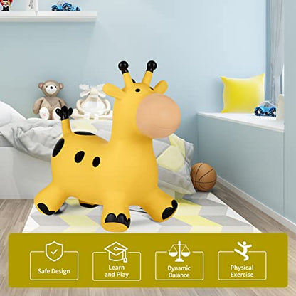 INPANY Bouncy Giraffe Hopper for Toddlers, Gifts Toy for Kid, Pump Included | Eco-Friendly PVC, Low Center Gravity, Cute Cartoon Design, Load 100 Lbs, Learn & Exercise & Active Fun, Gifts for 1-3 Kids - color: Giraffe