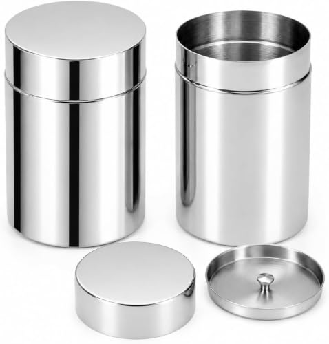 2 Pack Matcha Powder Storage Canisters, 304 Stainless Steel Tea Tins with Double Lids, Small Tea Canister for Loose Leaf Tea, Coffee Grounds, Cocoa, Sugar, Spices, Kitchen Pantry Storage