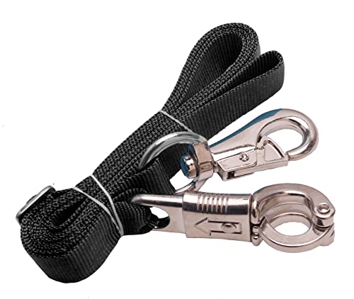 Adjustable Nylon Cross Ties （2 Pack）-Cross Tie with Panic Snap and Bull Snap - Adjusts from 44.5" to 78.3" - color: Black