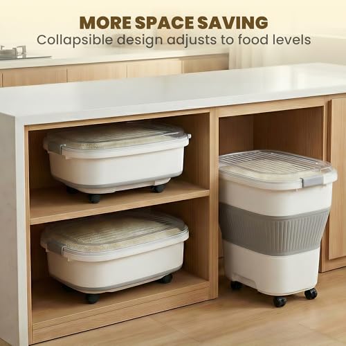 HOYTAMDAR 50Lbs Collapsible Rice Container,Airtight Food Storage container - color: Grey 50lbs
