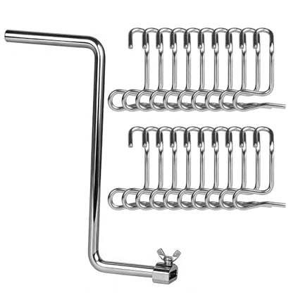 Fence Wire Tightener, 1Pcs Tighteners Handle and 20Pcs 6mm Fence Wire Tightener Clips, 1/4" Barb Wire Fencing Tools Wire Tensioning Tool for Wire Fence Farm Garden