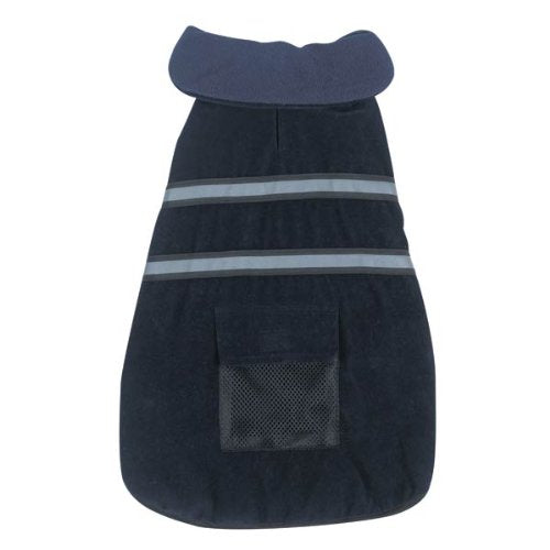Casual Canine Fleece-Lined Reflective Dog Jacket for Safety, Blue, Large - color: Navy, size: Large