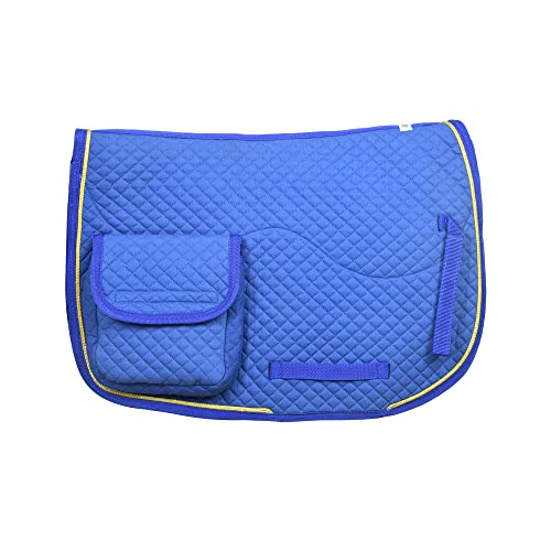SIE Half Fleece Lined Horse English Saddle Pads All Purpose with Pockets - color: Royal Blue
