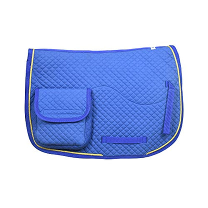 SIE Half Fleece Lined Horse English Saddle Pads All Purpose with Pockets - color: Royal Blue