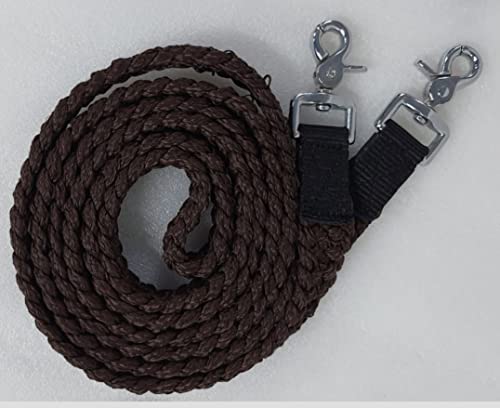 8' Braided Cotton Rein for Horse Headstall with Snaps Soft and Durable Reins - style: Brown