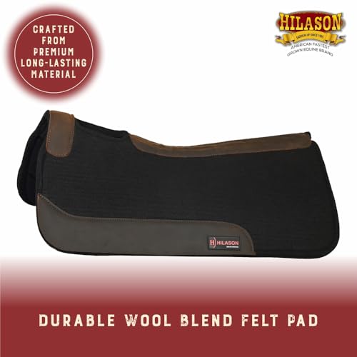 HILASON Western Wool Felt Contoured Horse Saddle Pad Black