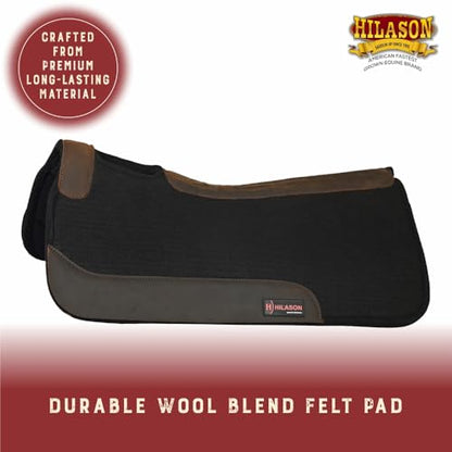 HILASON Western Wool Felt Contoured Horse Saddle Pad Black