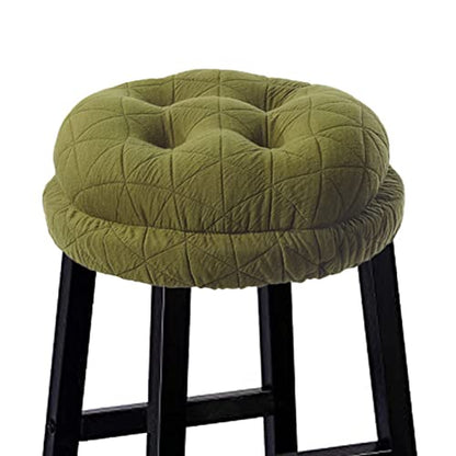 BUYUE Round Bar Stool Seat Cushion, Dia.13 Luxury Fashion Jacquard with Anti-Skid Silicone Bar Stool Cushion Padded (Green, M,1 Count) - color: Green, style: Round M