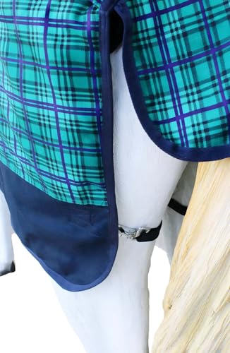80" 1200D Horse Turnout Waterproof Heavy Weight Winter Blanket 5EE13G - color: Turquoise/Navy Plaid, size: 80 inches