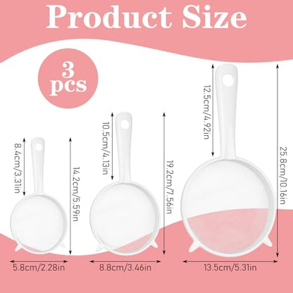Plastic Mesh Strainer Set,4 Pcs Kefir Strainer Set Fine Sieve with Handle Plastic Non-Metal Sieve with Fine Mesh for Juice Yogurt Coffee Honey Milk Nut Milk with Handle