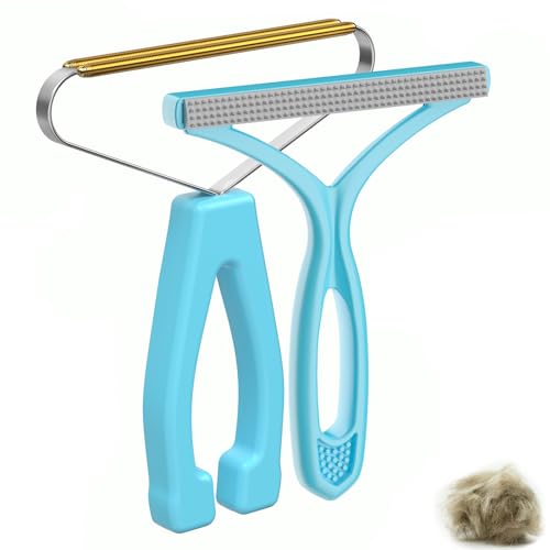 Pet Hair Remover, Dog and Cat Hair Remover, Carpet Rake, Carpet Scraper - color: Blue