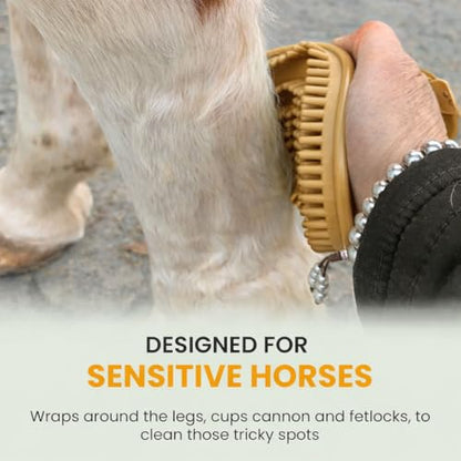 Epona Hay Flexible Glossy Curry Comb for Horses – Soft, Ergonomic Grooming Brush with Flexible Tines for Deep Cleaning, Massage & Shedding Care (Hay) - color: Hay