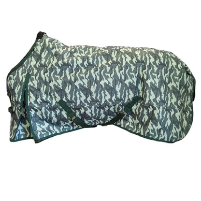 AJ Tack 1200D Waterproof Winter Horse Blanket with Storage Bag - 400g Heavyweight Turnout with Fleece Collar, Shoulder Gussets & Tail Flap - Camouflage 66" - size: 66