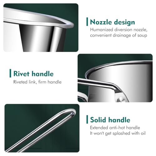 304 Stainless Steel Deep Fryer Pot with Basket, Stove Top Deep Fryer with Easy Grip Handle, Large Capacity Multifunctional Oil Strainer Pot For Frying Fish Shrimp Fries Chicken(Silver)