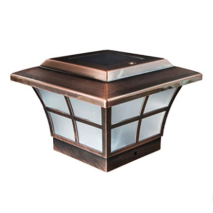 Classy Caps 4x4 Prestige Solar Post Cap - Fits 3.5"x3.5" and 4"x4" Deck & Fence Posts - Electroplated Copper - Warm/Cool Light Color Modes - SL079C - color: Copper