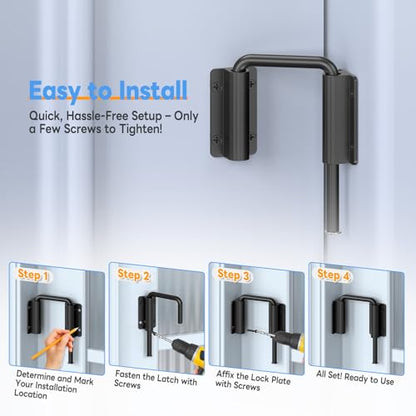 Sliding Door Loop Lock Latch, 2-3/8 Inch Barn Door Lock Black 2PC - color: Black-2 Pcs