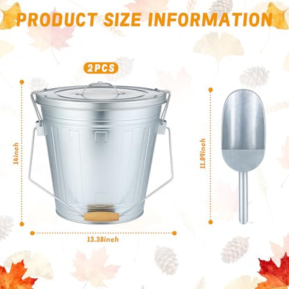 Yungyan 2 Pcs 4.5 Gallon Bird Seed Containers Storage Galvanized Steel Metal Food and Seed Locking Bucket Bin with Scoop, Rustic Farmhouse Feed Containers, Disassembled Outer Frame