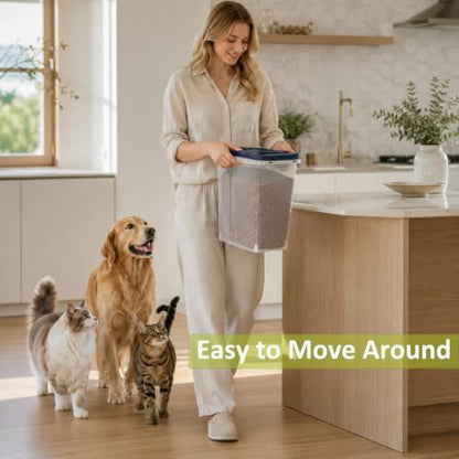 5-10 Lbs Airtight Cat Dog Food Storage Container, 8QT Compact Pet Food Bin - color: Dark Blue