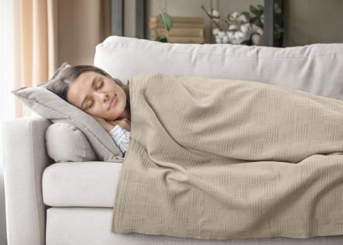 Utopia Bedding 100% Cotton Thermal Blanket Khaki King, 90x108 Inches - color: Khaki, size: King