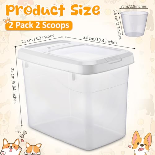2 Pack 18 Lbs Airtight Dog Food Storage Container with Scoops - size: 18 Lbs