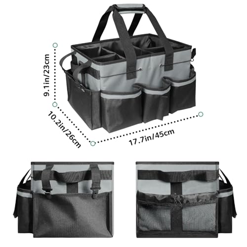 Boczif Cleaning Caddy Bag Wearable,Cleaning Caddy Supplies Organizer (Grey) | with Handle, Shoulder Straps & Detachable Divide, Cleaning Tool Organizers Tote Bag for Cleaners & Housekeepers - color: Grey