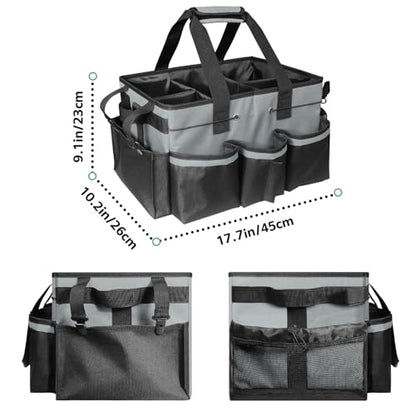 Boczif Cleaning Caddy Bag Wearable,Cleaning Caddy Supplies Organizer (Grey) | with Handle, Shoulder Straps & Detachable Divide, Cleaning Tool Organizers Tote Bag for Cleaners & Housekeepers - color: Grey