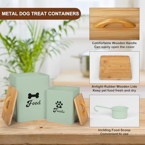 Dog Treat Container 2PCS, Dog Food Storage Container with Lids Airtight, Dog Treat Jars for Kitchen Counter-7+3Lbs (Saga Green) - color: Saga Green