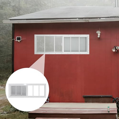Yuzzy Shed Windows 2 Pack, 10"x29" Sliding Windows Transom Window with Tempered Glass and Removable Fiberglass Screen for Shed, Chicken Coop, Playhouse, Household, Garage, Barns (White) - color: White, size: 10"x29"