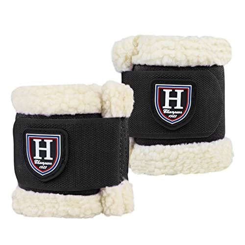 Harrison Howard Essential Premium Horse Pastern Wraps with Berber Fleece Lining, Sold in Pairs - color: Black